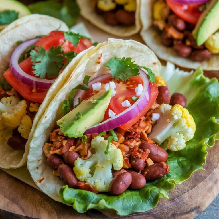 Tacos Veganos Low Carb con Coliflor y Frijoles