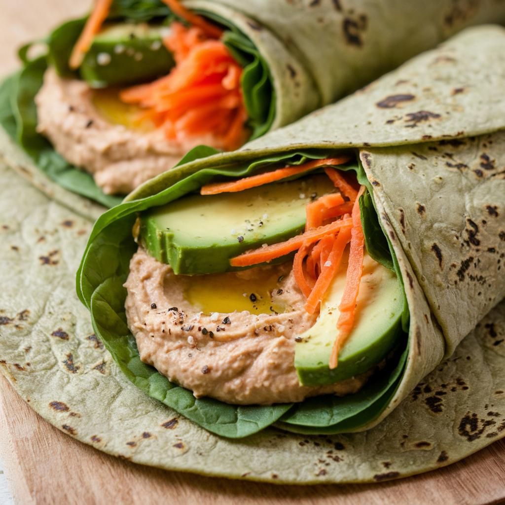 Wrap Vegano Fitness de Espinaca y Hummus