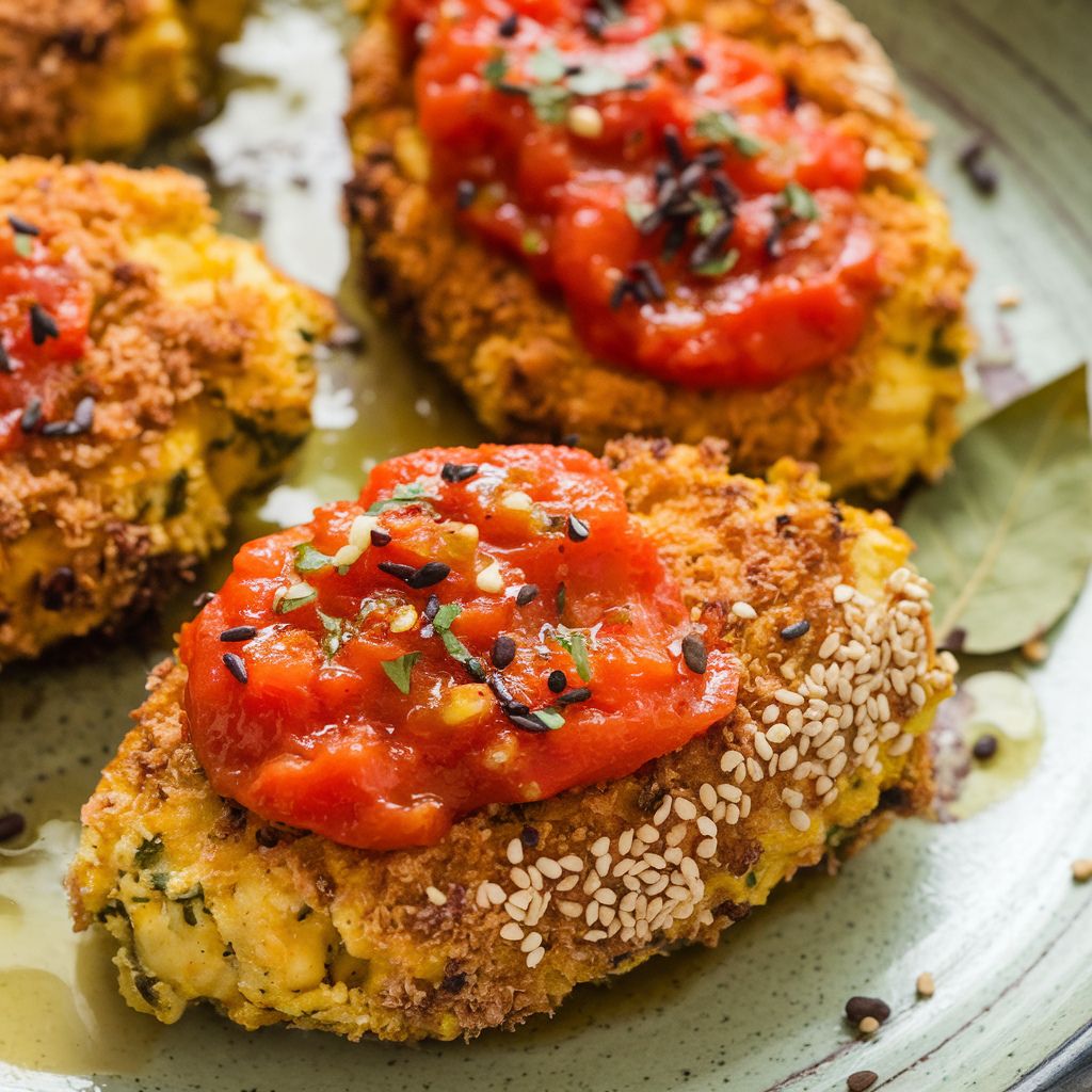 Milanesa Vegana de Garbanzo con Salsa de Tomate Low Carb