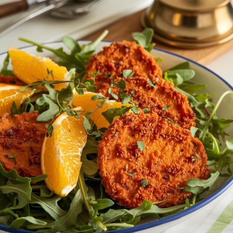 Milanesas Veganas de Calabaza con Ensalada de Rúcula y Naranjas