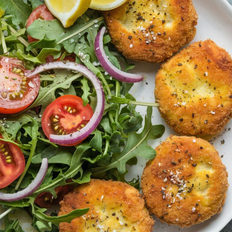 Milanesas Veganas de Garbanzo con Ensalada de Rúcula Low Carb