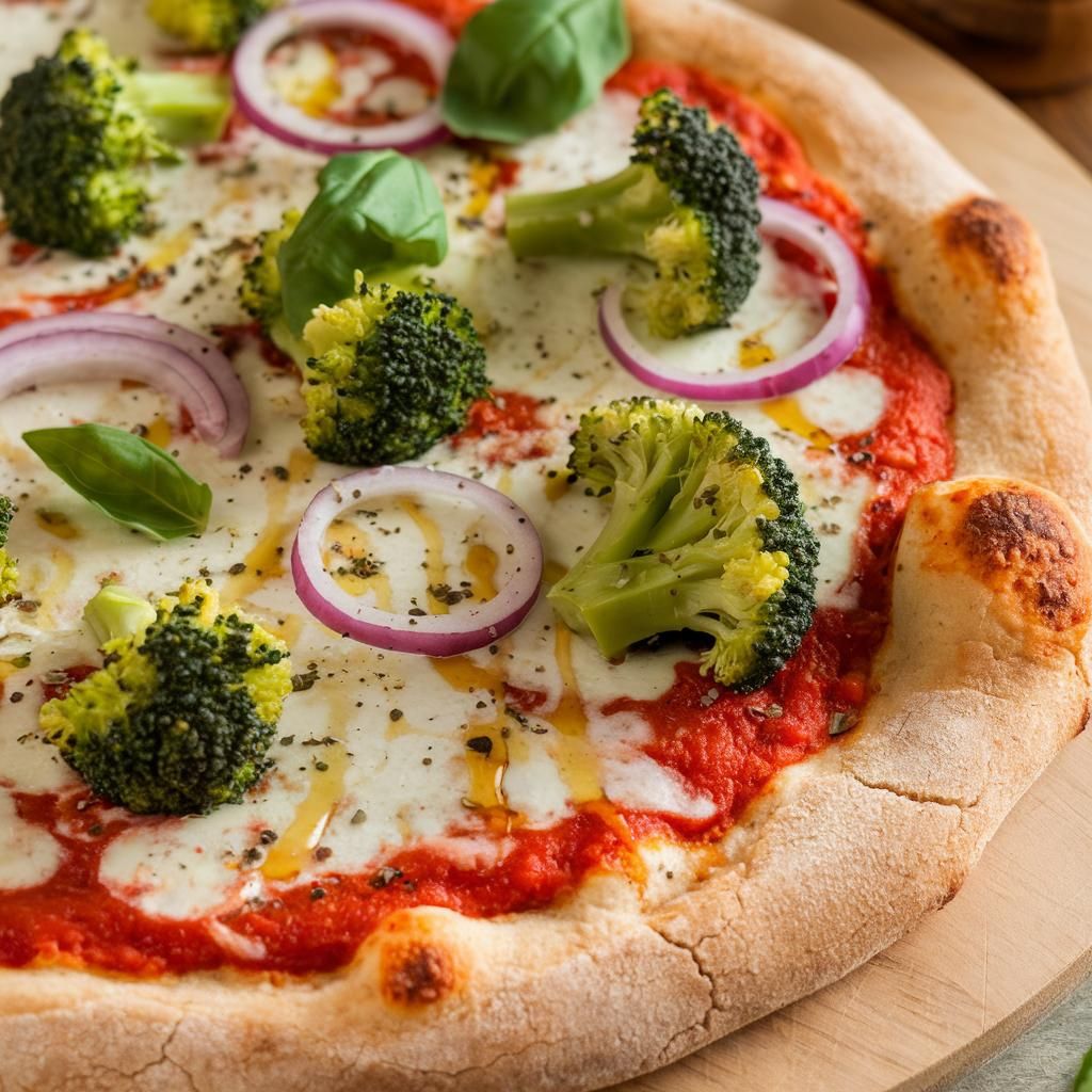 Pizza Vegana de Brócoli con Masa de Maíz Sin Gluten