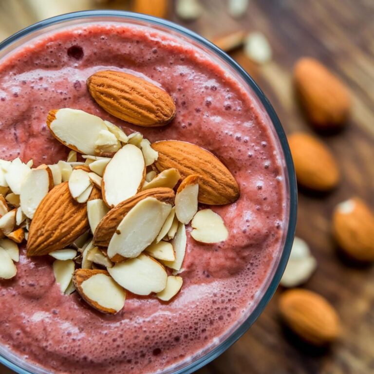 Smoothie Vegano Sin Azúcar de Frutos Rojos y Almendras