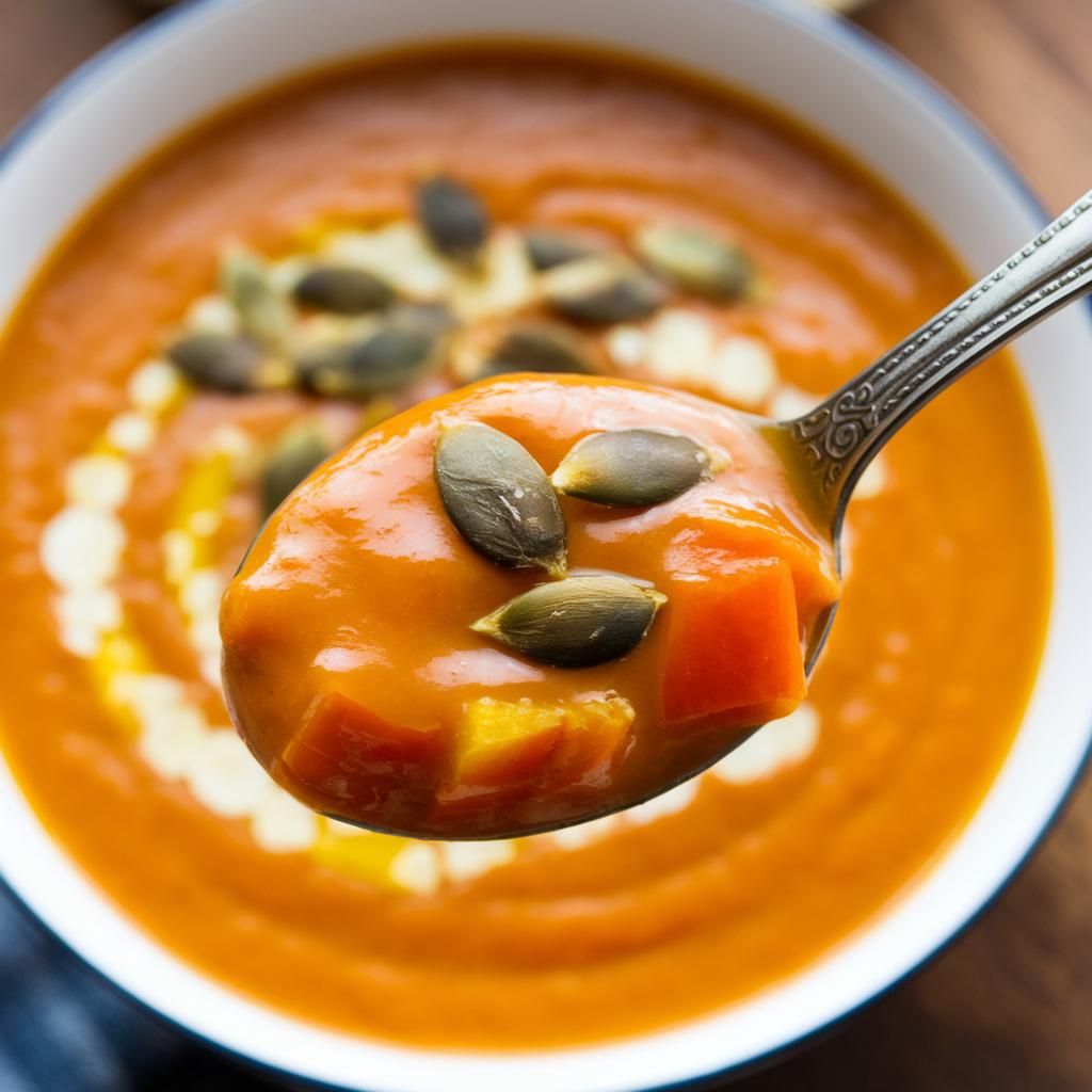 Sopa Vegana Sin Gluten de Calabaza y Jengibre