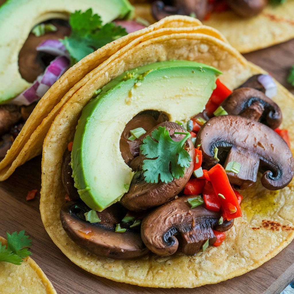 Tacos Veganos de Champiñones y Palta Sin Gluten