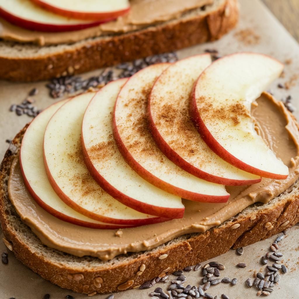 Tostadas Veganas con Manteca de Maní y Manzana