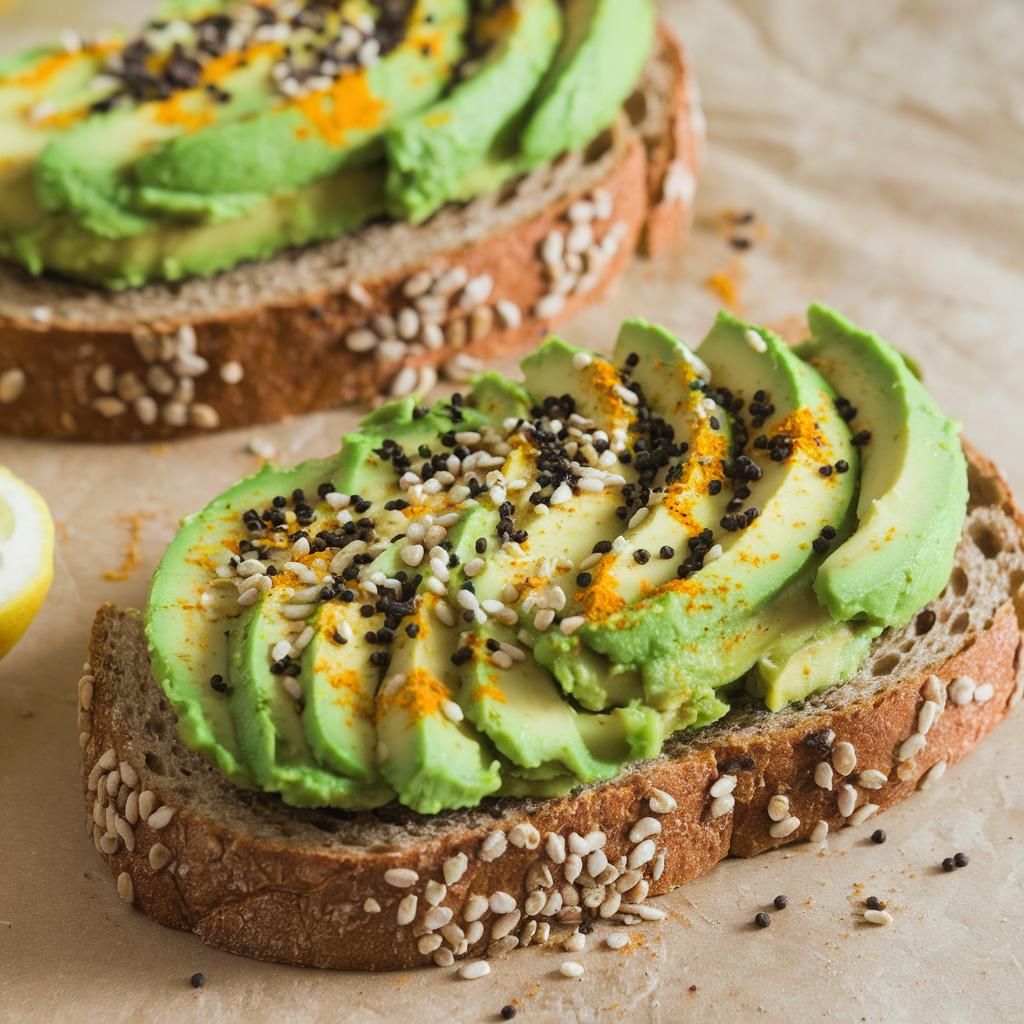 Tostadas Veganas de Pan Integral con Palta y Cúrcuma