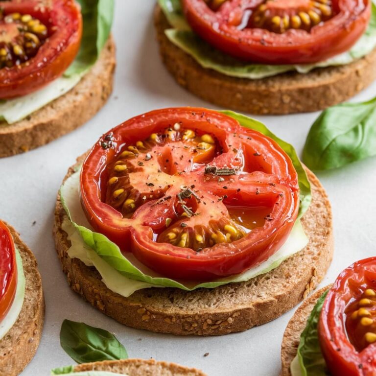 Tostadas Veganas de Pan Integral con Tomates Asados