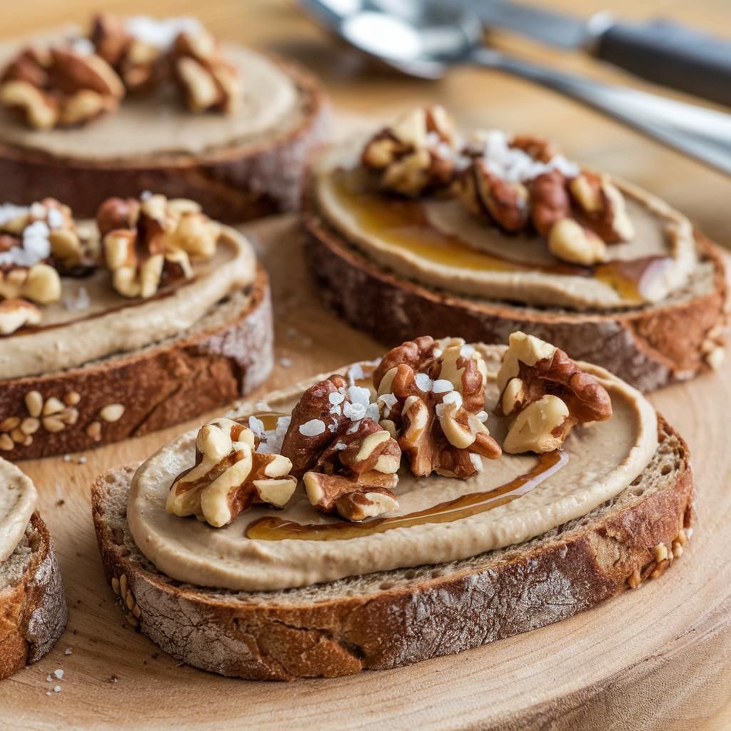 Tostadas Veganas de Pan de Centeno con Tahini y Miel Vegana